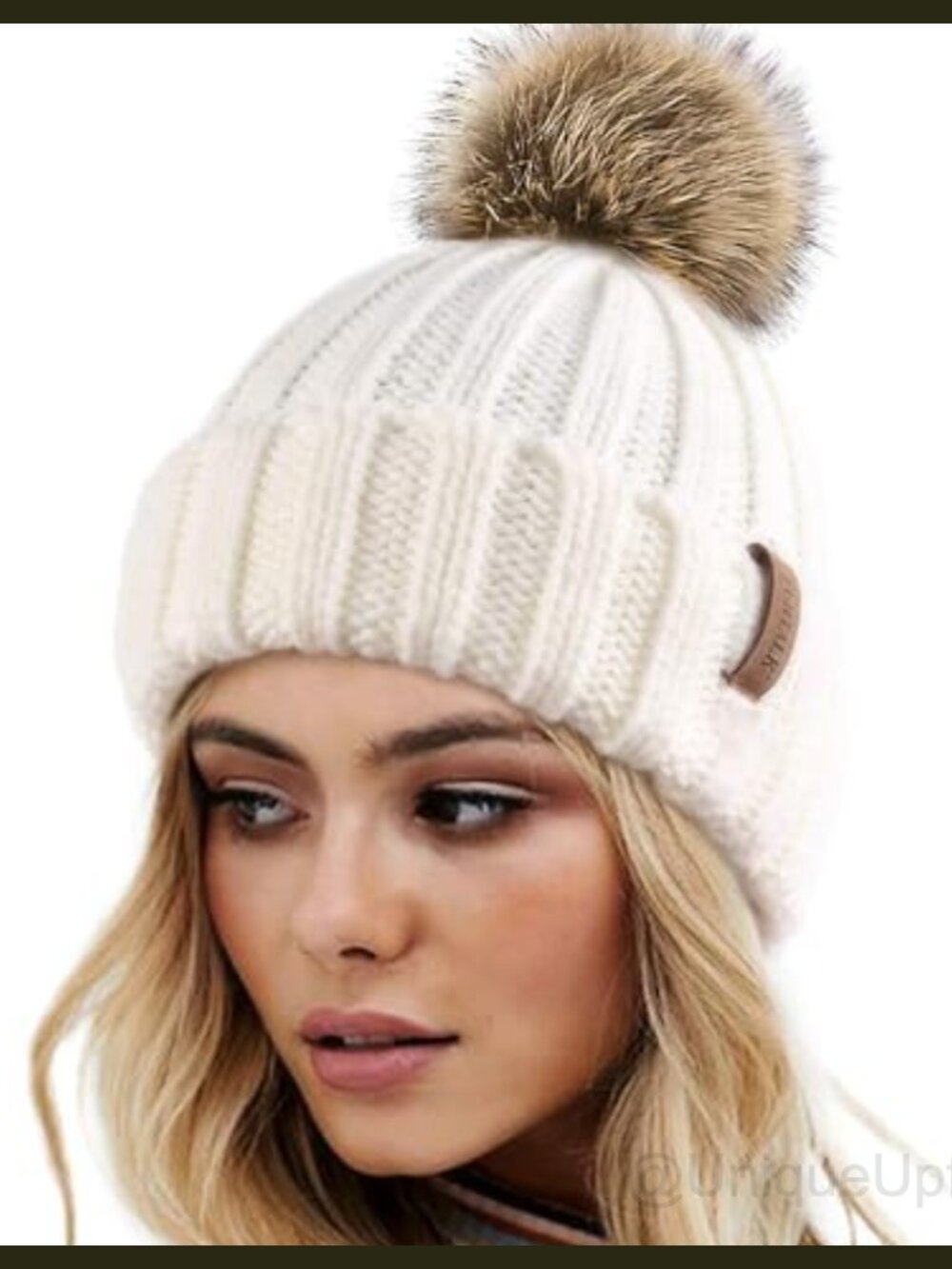 FURTALK Womens Winter Knitted Beanie Hat Faux Fur Pom Warm Knit Skull Cap